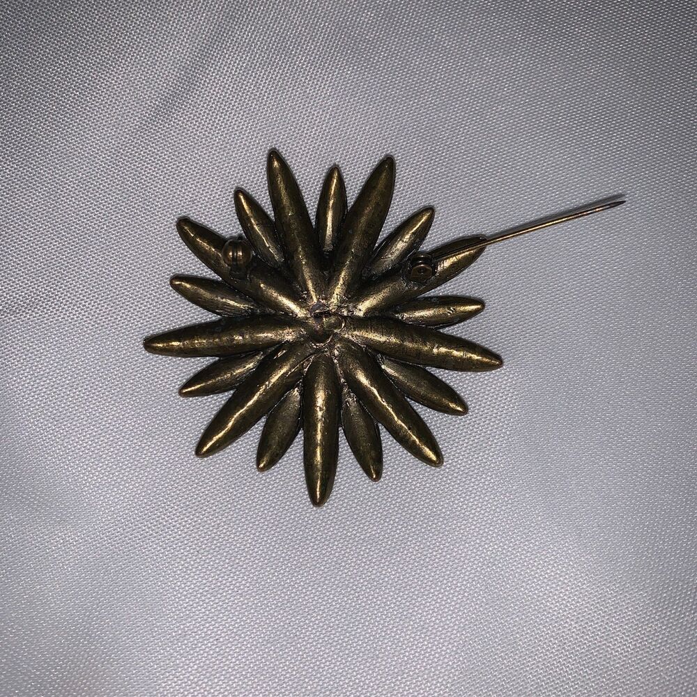 Vintage Sea Urchin Brooch N1,1980's Gold Iridescence Color Rhinestone Brooch - Picture 11 of 13
